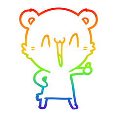 rainbow gradient line drawing happy bear cartoon