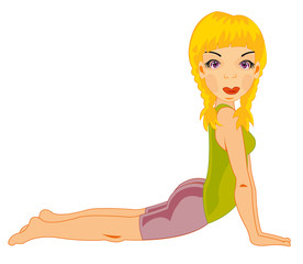 Vector illustration of the flexible girl of the teenager doing exercise