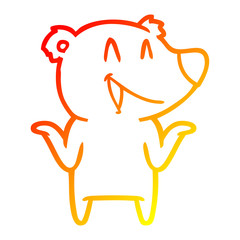 warm gradient line drawing laughing bear cartoon
