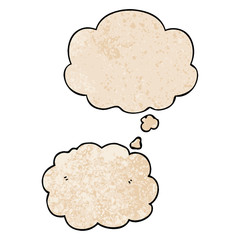 cartoon cloud and thought bubble in grunge texture pattern style