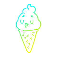 cold gradient line drawing cute ice cream