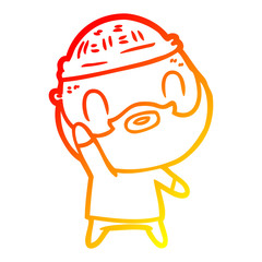 Fototapeta premium warm gradient line drawing cartoon bearded man