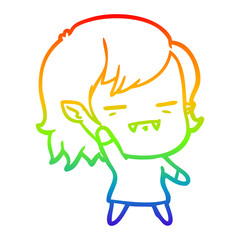 rainbow gradient line drawing cartoon undead vampire girl