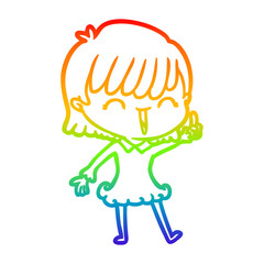 rainbow gradient line drawing cartoon woman