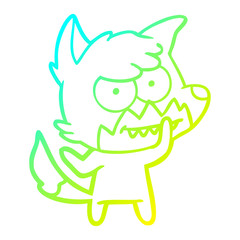 cold gradient line drawing cartoon grinning fox