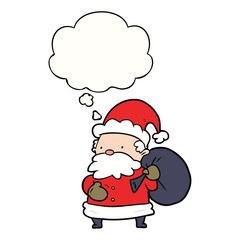 cartoon santa claus and thought bubble