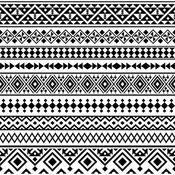 Aztec Ikat ethnic pattern vector in black and white color