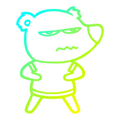 cold gradient line drawing annoyed bear cartoon