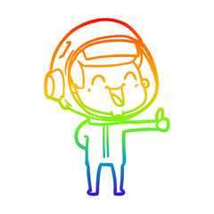 rainbow gradient line drawing happy cartoon astronaut