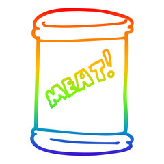 rainbow gradient line drawing cartoon can of meat