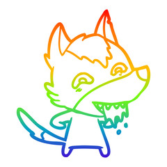 rainbow gradient line drawing cartoon hungry wolf