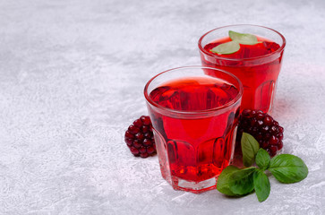Transparent red drink