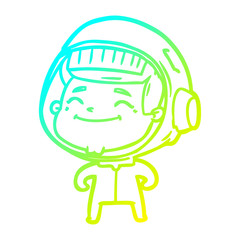 cold gradient line drawing happy cartoon astronaut