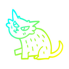 cold gradient line drawing cartoon sly cat
