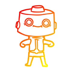 warm gradient line drawing cartoon robot