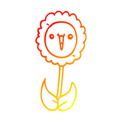 warm gradient line drawing cartoon flower