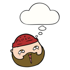 cartoon male face with beard and thought bubble