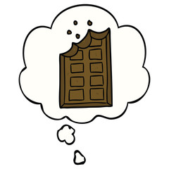 cartoon bar of chocolate and thought bubble