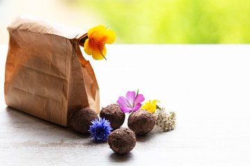 seed balls or seed bombs with various blossoms