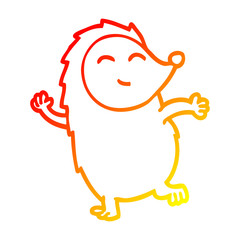Obraz premium warm gradient line drawing cartoon dancing hedgehog