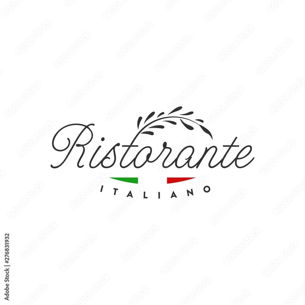 Wall mural italian restaurant logo vector template