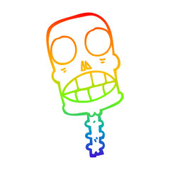 rainbow gradient line drawing cartoon spooky skull