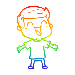 rainbow gradient line drawing cartoon happy man