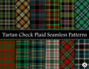 Set  Tartan Plaid Scottish Seamless Pattern