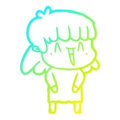 cold gradient line drawing cartoon woman