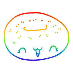 rainbow gradient line drawing cute cartoon donut