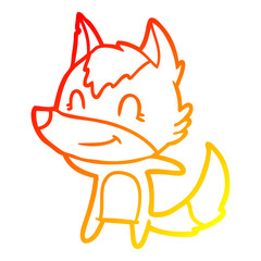 warm gradient line drawing friendly cartoon wolf