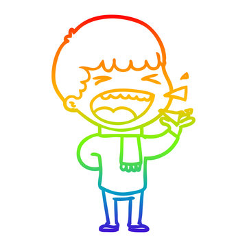 recommend clip art: rainbow gradient line drawing cartoon laughing man
