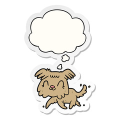 cartoon dog and thought bubble as a printed sticker
