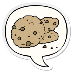 cartoon cookies and speech bubble sticker