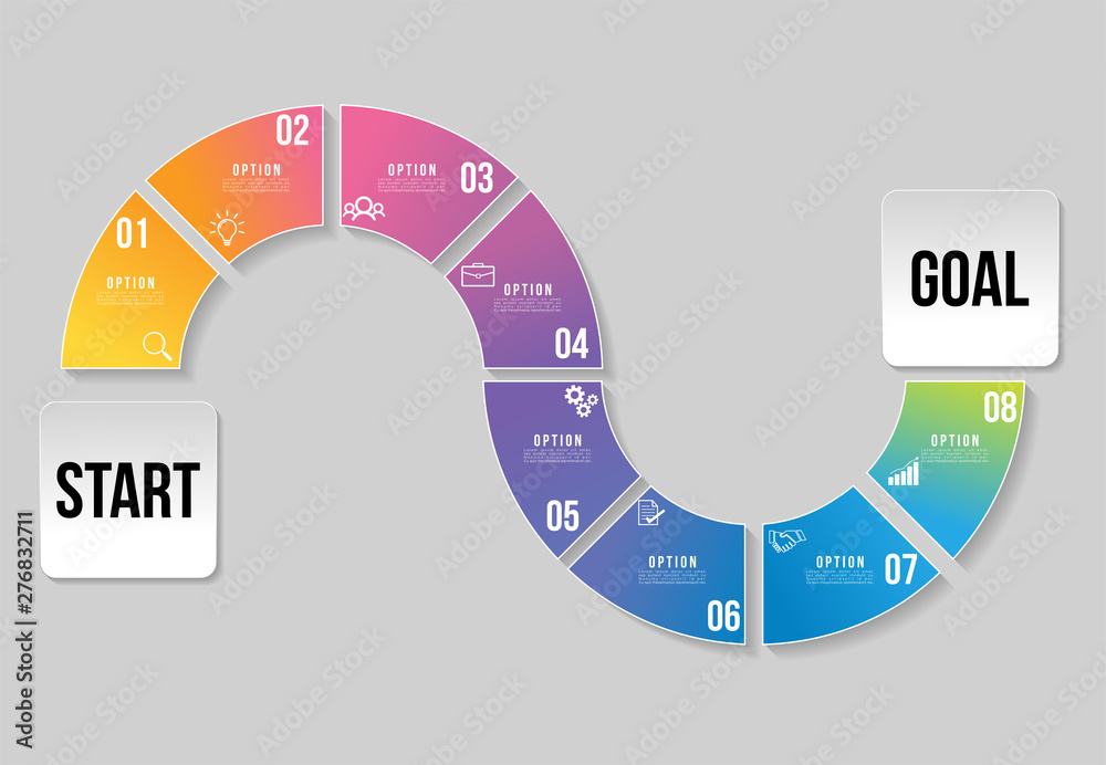 Sticker vector infographic design template with options steps and marketing icons. business data visualizati