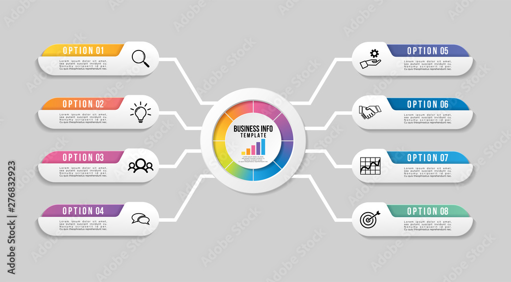 Wall mural vector infographic design template with options steps and marketing icons. business data visualizati