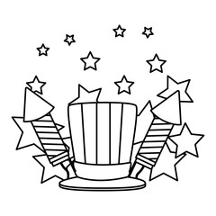 fireworks rockets with tophat usa flag