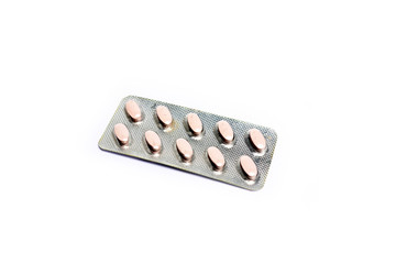 pack of medical tablet isolated on white background
