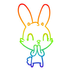 rainbow gradient line drawing cute cartoon rabbit