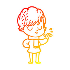 warm gradient line drawing cartoon woman