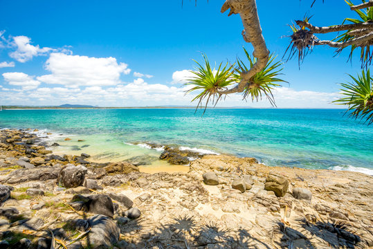 Beautiful day with blue sky on the coastline of Noosa National Park, Noosa, Queensland, Australia.