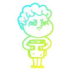 cold gradient line drawing cartoon angry man