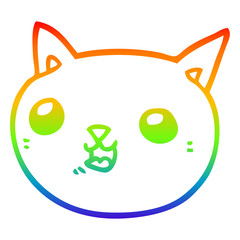 rainbow gradient line drawing cartoon cat