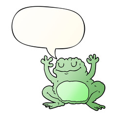 cartoon frog and speech bubble in smooth gradient style