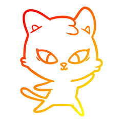 Obraz premium warm gradient line drawing cute cartoon cat