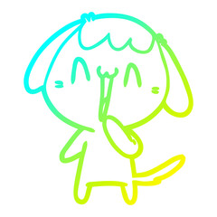 cold gradient line drawing cute cartoon dog