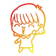 warm gradient line drawing cartoon woman