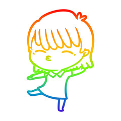 rainbow gradient line drawing cartoon woman