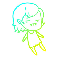 cold gradient line drawing cartoon undead vampire girl flying