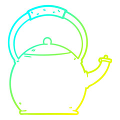 cold gradient line drawing cartoon kettle